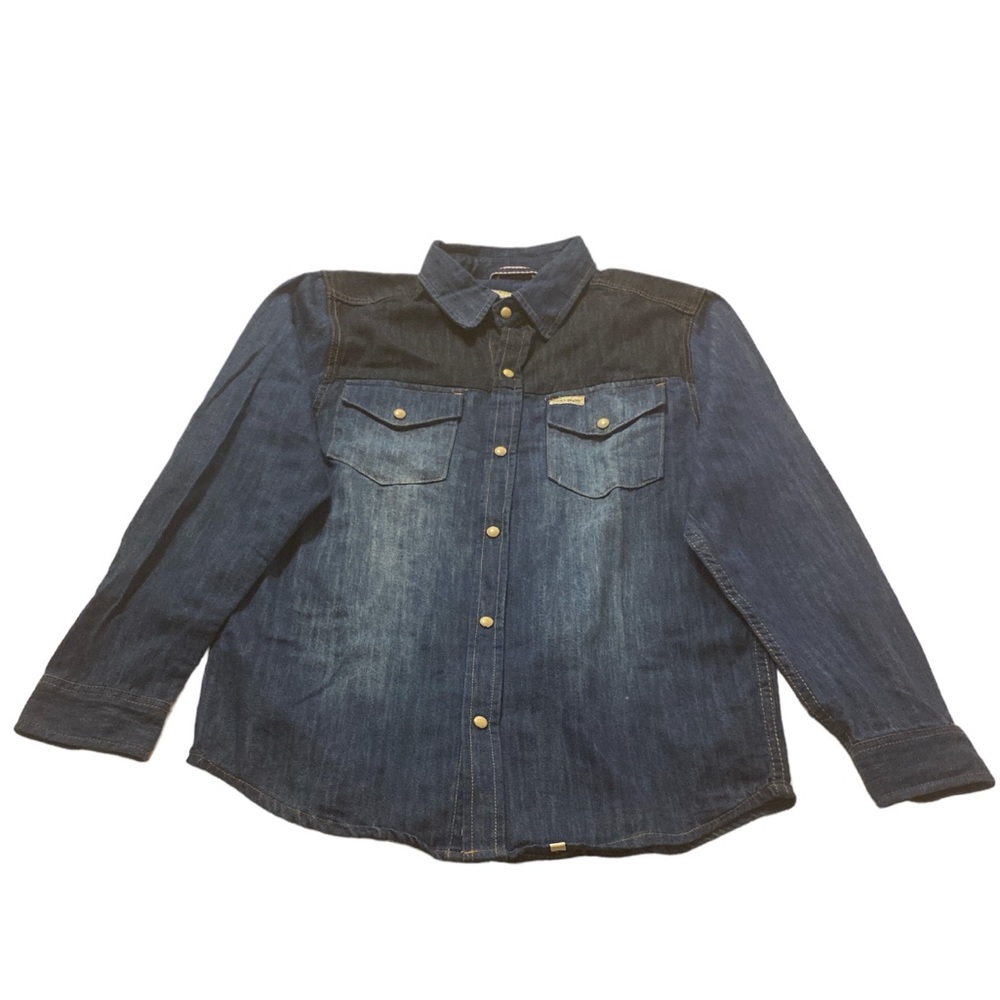 Lucky Brand, Denim Button Down Shirt, Two Tone Denim, Long Sleeve, Large… - Picture 15 of 15